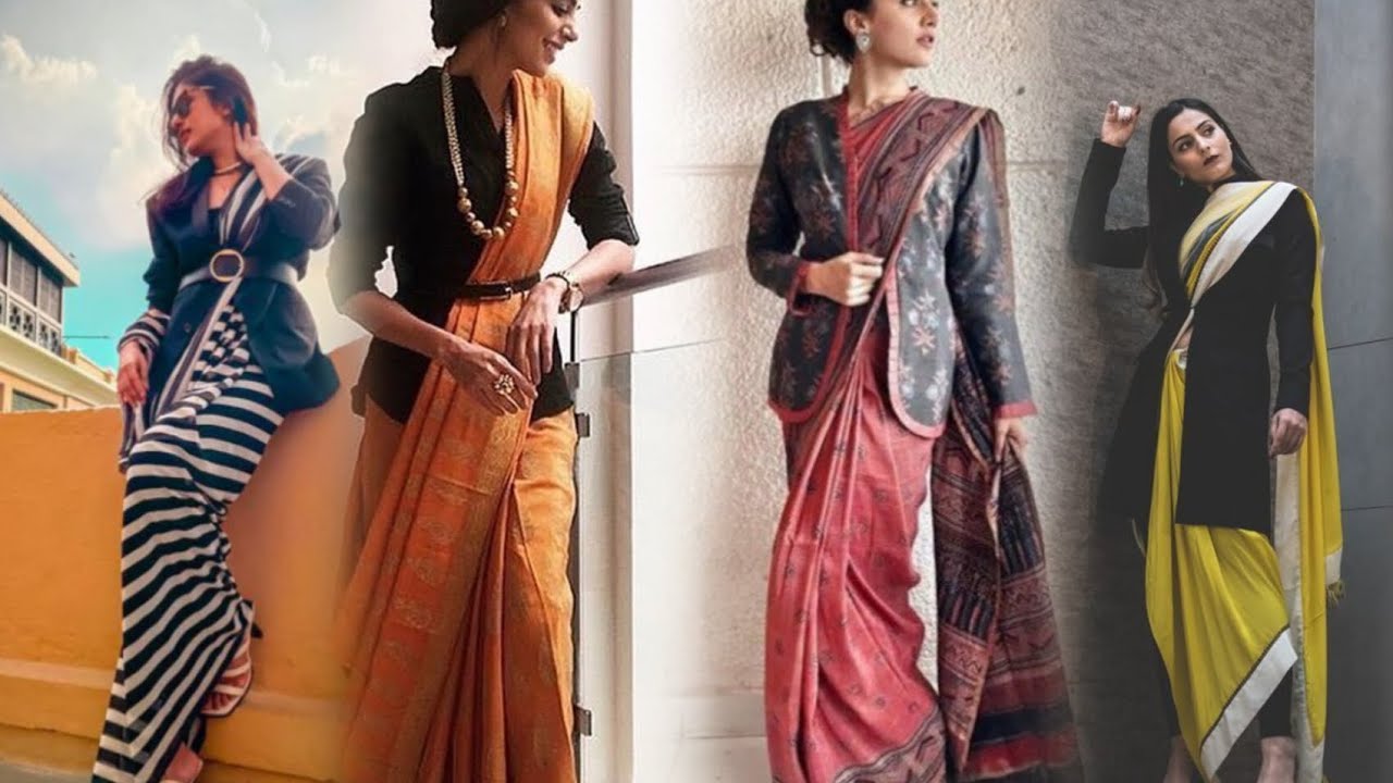 Saree With Jacket Style Blouse |Design Pattern 🥻||@Onlyme-sm