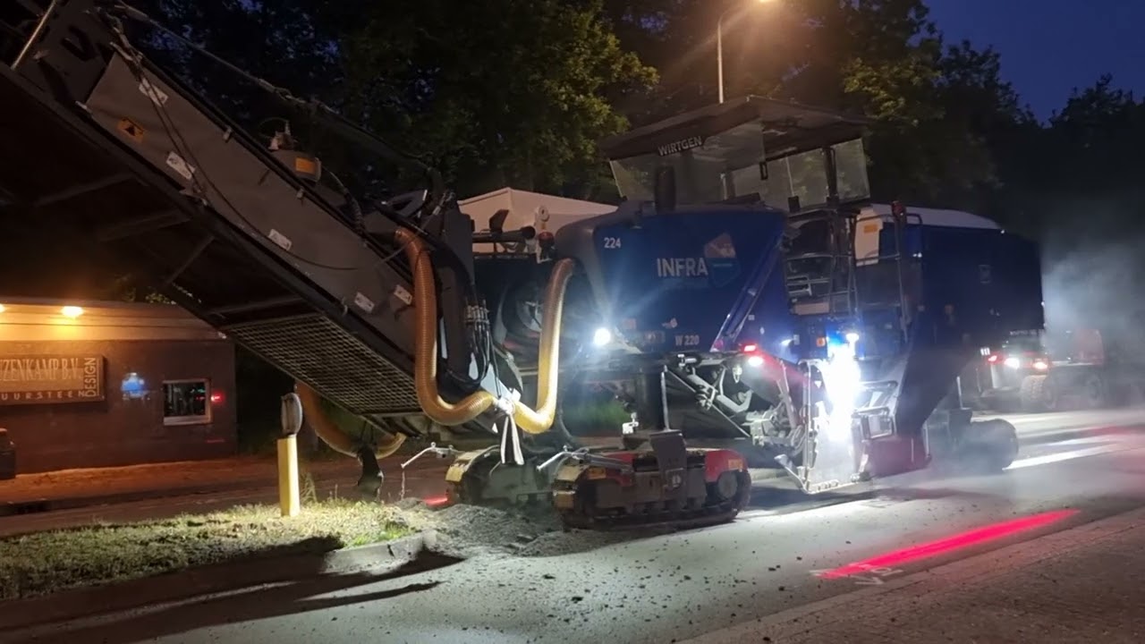 Deel6 Freeswerkzaamheden 🛣🚧⛔️ Bij De Haagse.schouwweg In Leiden  Infratechniek.Wirtgen W220