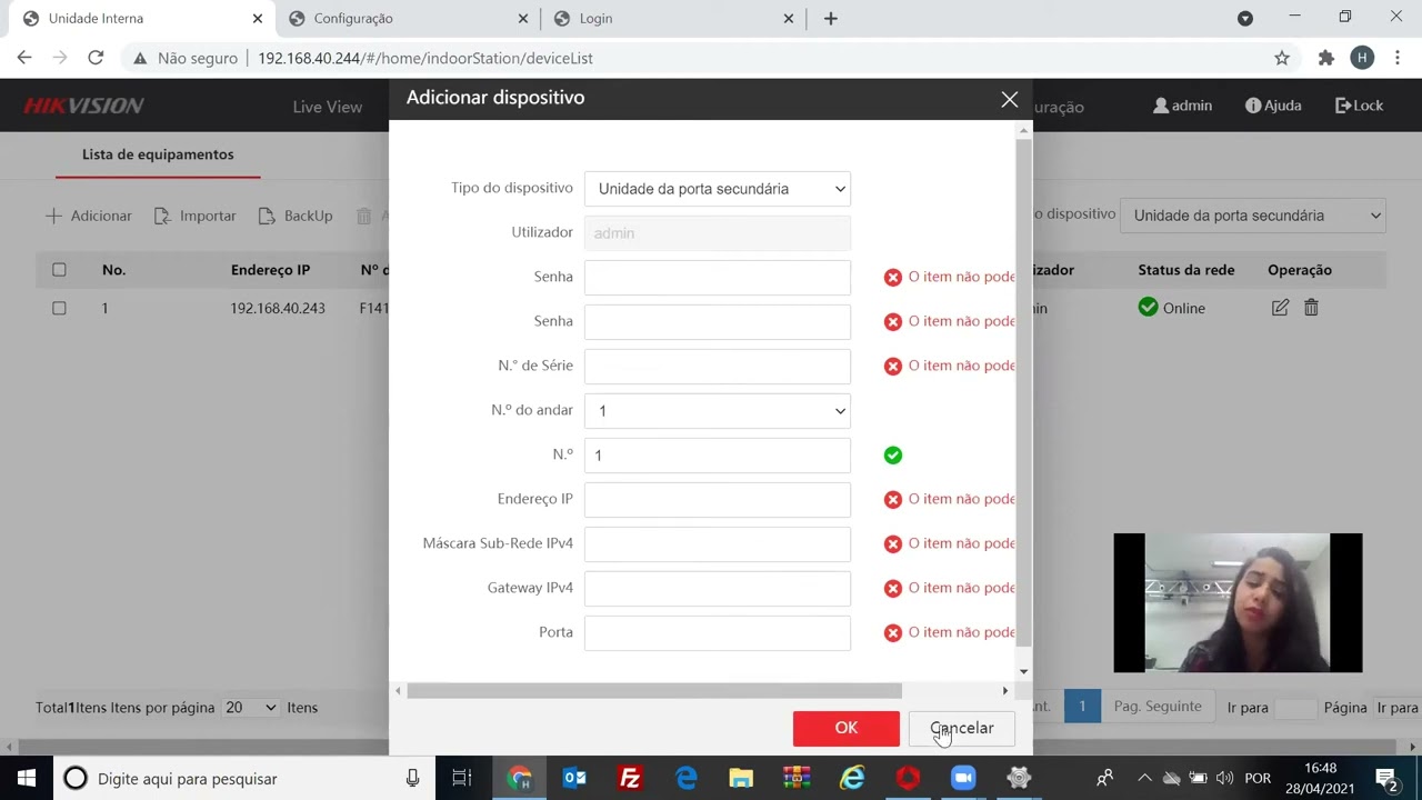 Como Configurar o Vídeo Porteiro IP Hikvision DS-KB8113-IME1 Com o Monitor Wi-Fi DS-KH6320-WTE1