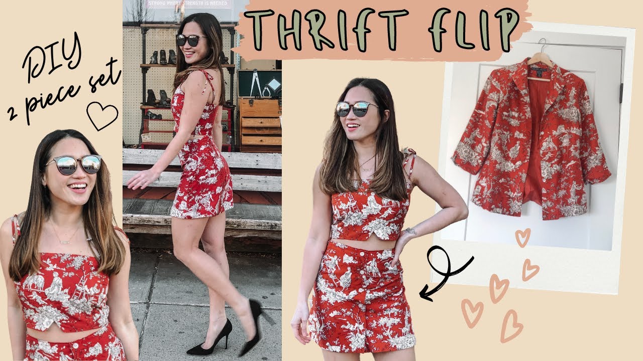 DIY Two Piece Set | UPCYCLED | THRIFT STORE CLOTHING MAKEOVER
