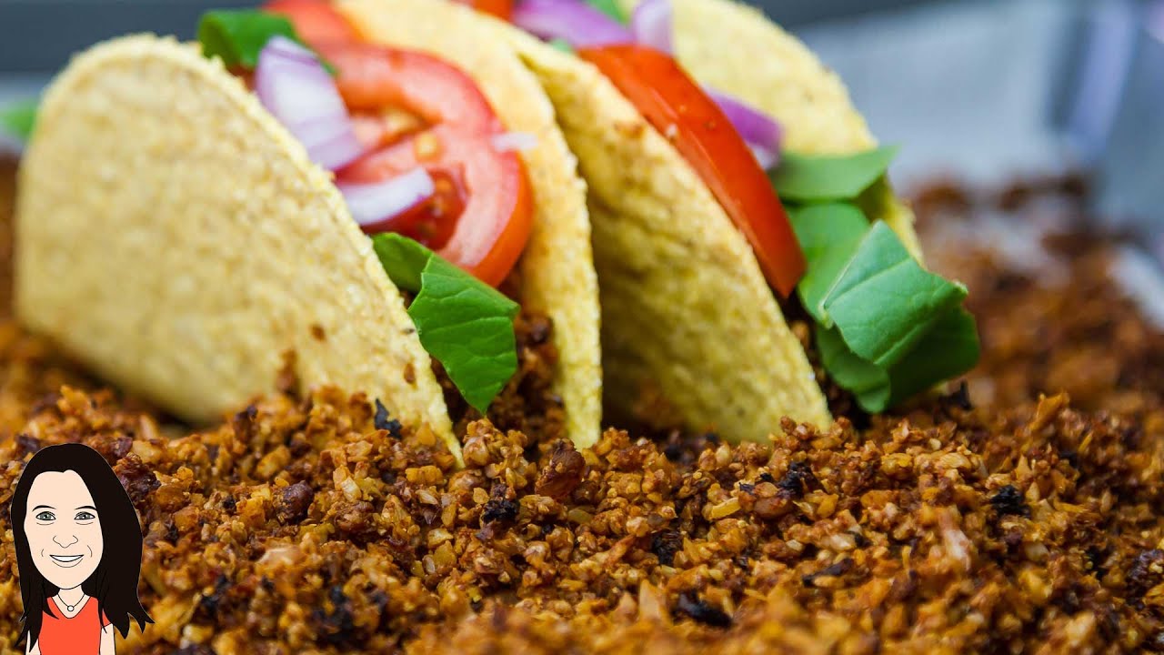 Vegan Ground Beef Recipe Using Cauliflower - use for Taco meat, bolognese, pizza etc
