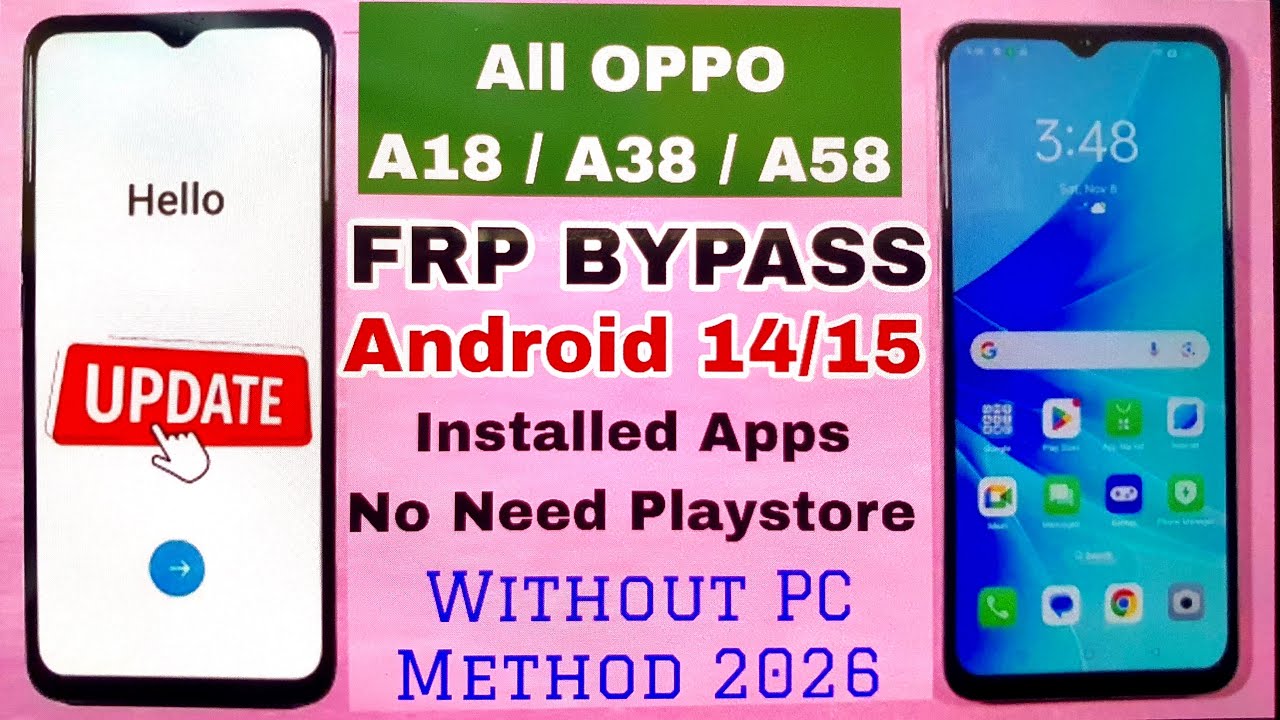 ALL OPPO A18 A38 A58 FRP Bypass Android 14/15 Without PC Install Apps No Need Playstore Fix Pattern 