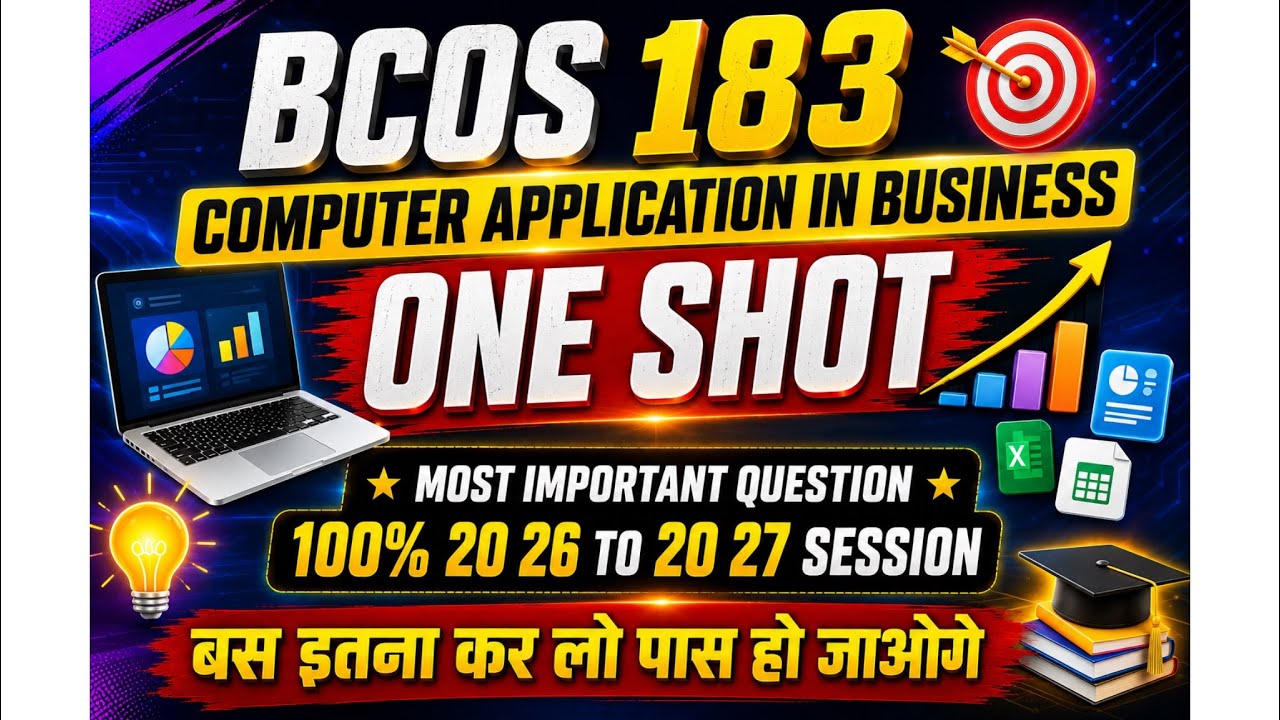 Bcos 183 one shot 2026 | bcos 183 important questions 2026-27 |computer applications in business 