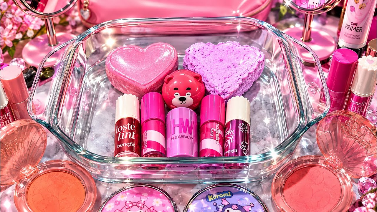 The Most Satisfying PINK Makeup Slime Mix Ever | ASMR Color Therapy