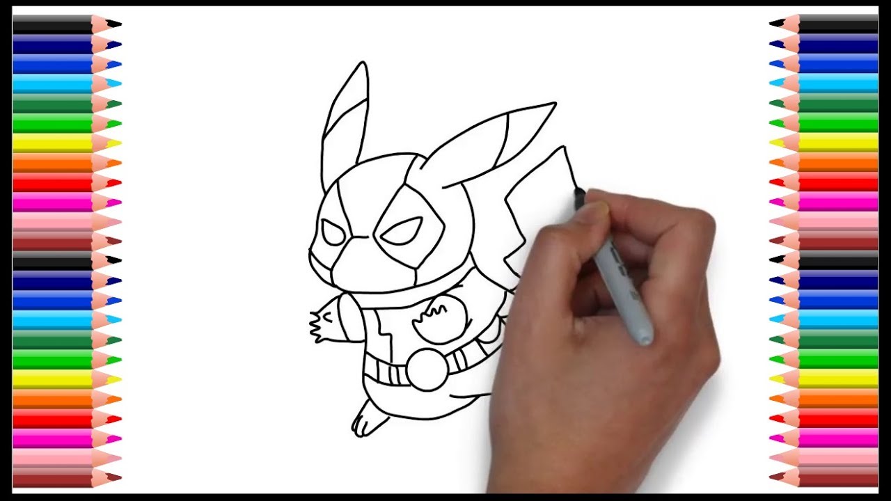 How to draw pokemon | Pokemon pikachu deadpool step by step