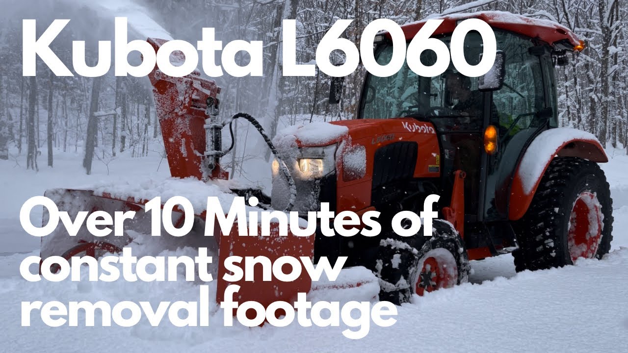 Kubota L6060 With Pronovost P-720-80. Over 10 minutes of constant Snow blowing Action!!