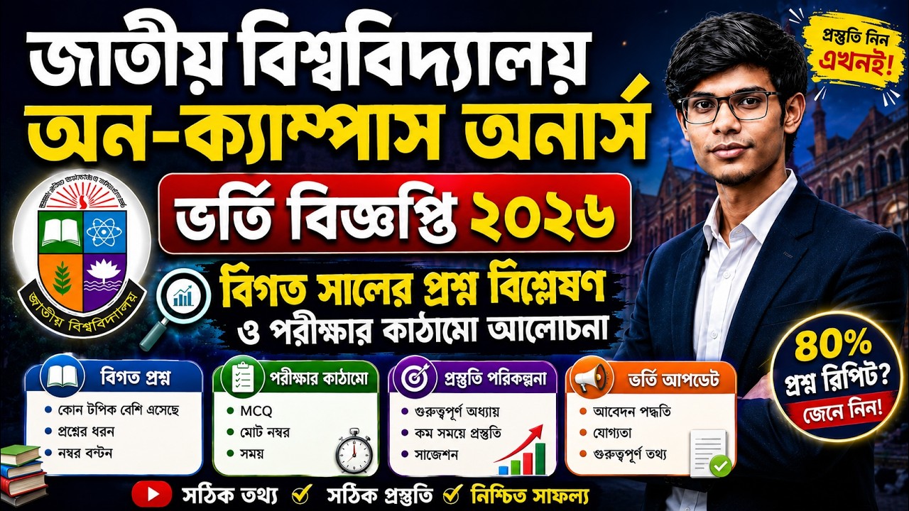 NU On Campus Honours Admission 2026 | বিগত প্রশ্ন বিশ্লেষণ, পরীক্ষার কাঠামো ও প্রস্তুতি