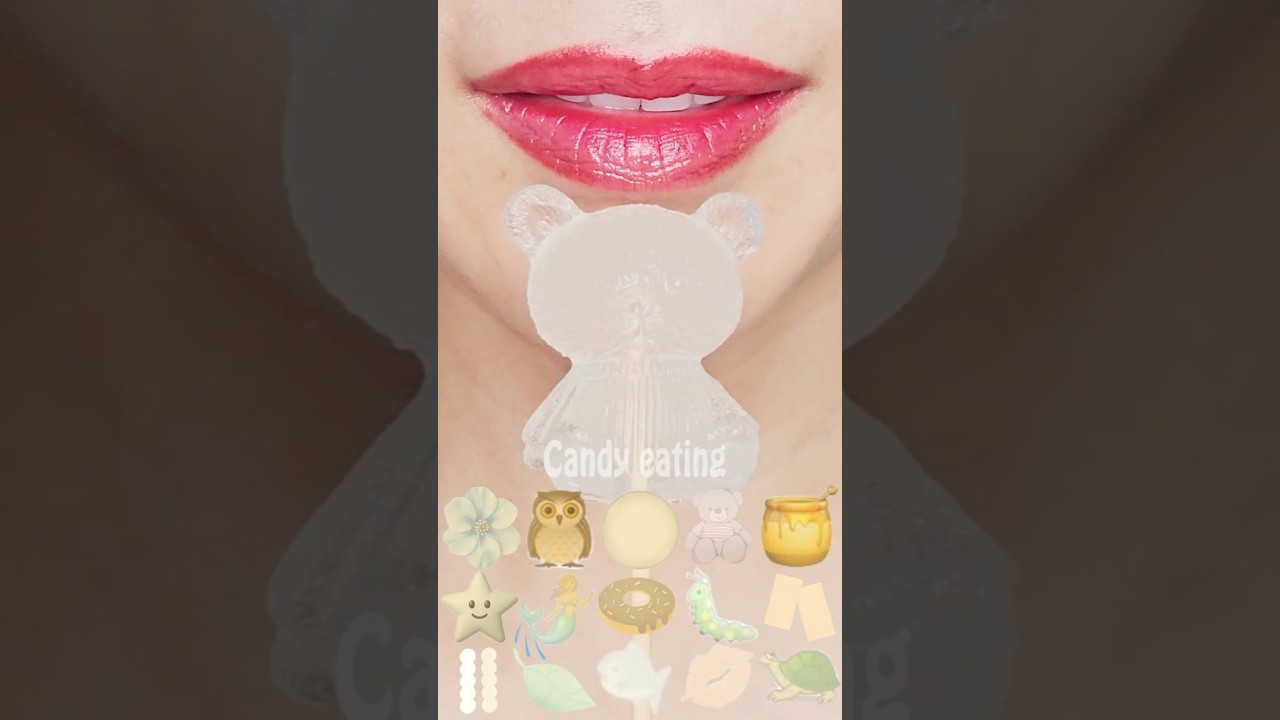 ASMR GOLD EMOJI FOOD kohakuto sprinkle honey jelly mukbang eating sounds