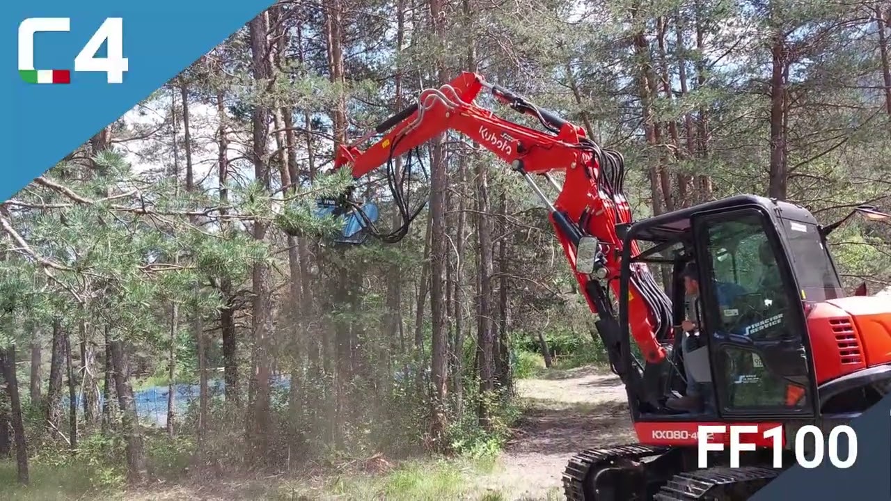 FF100 - TESTATA TRINCIANTE IDRAULICA FORESTALE A DENTI FISSI PER ESCAVATORI DA 6 A 18 Ton