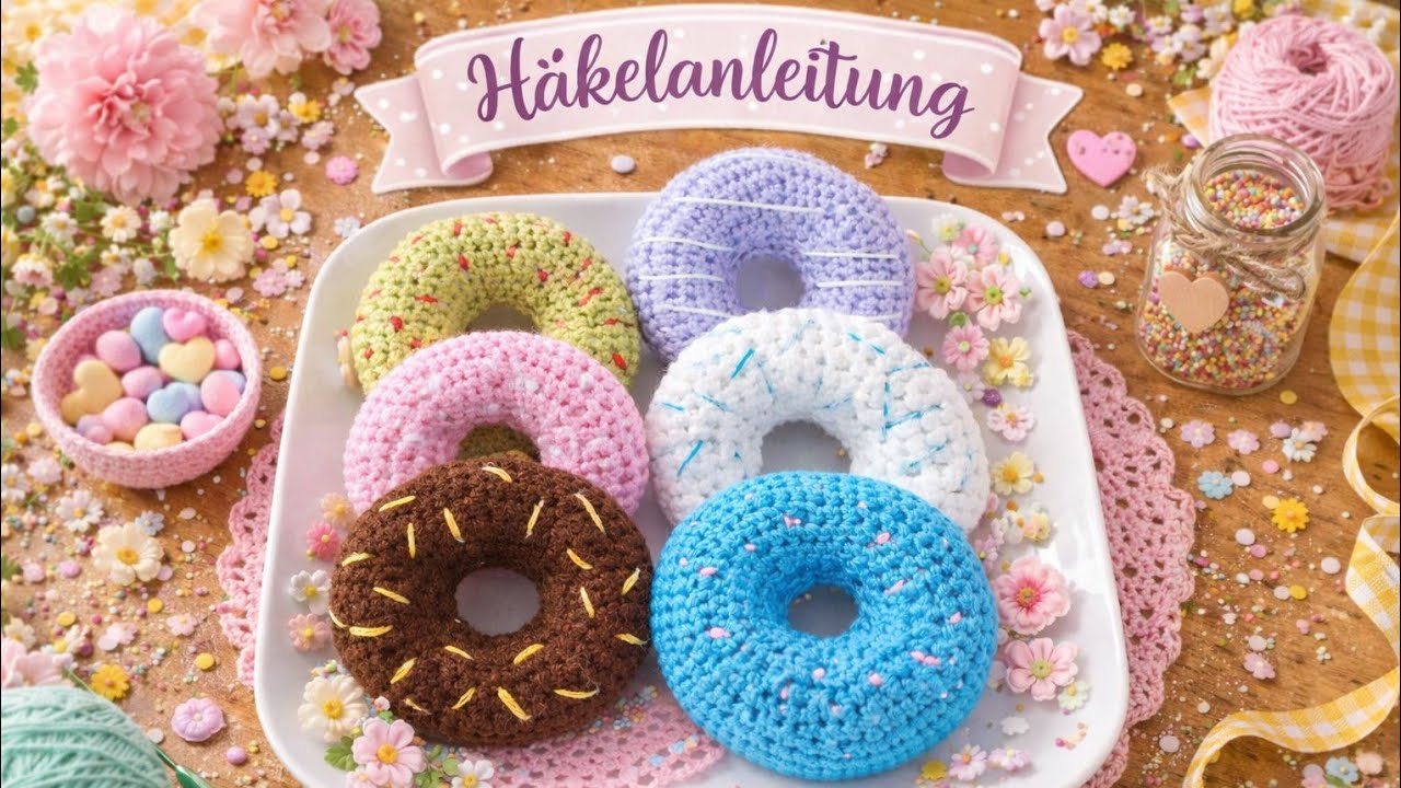 Donut selbstgehäkelt für Kinderküche - Anleitung mit Video