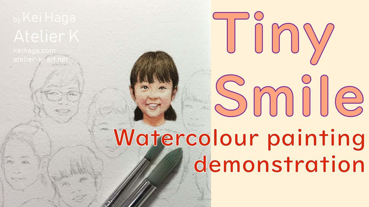 【Tiny smile in watercolour】Small portrait painting in watercolor -Art demonstration by Atelier K-