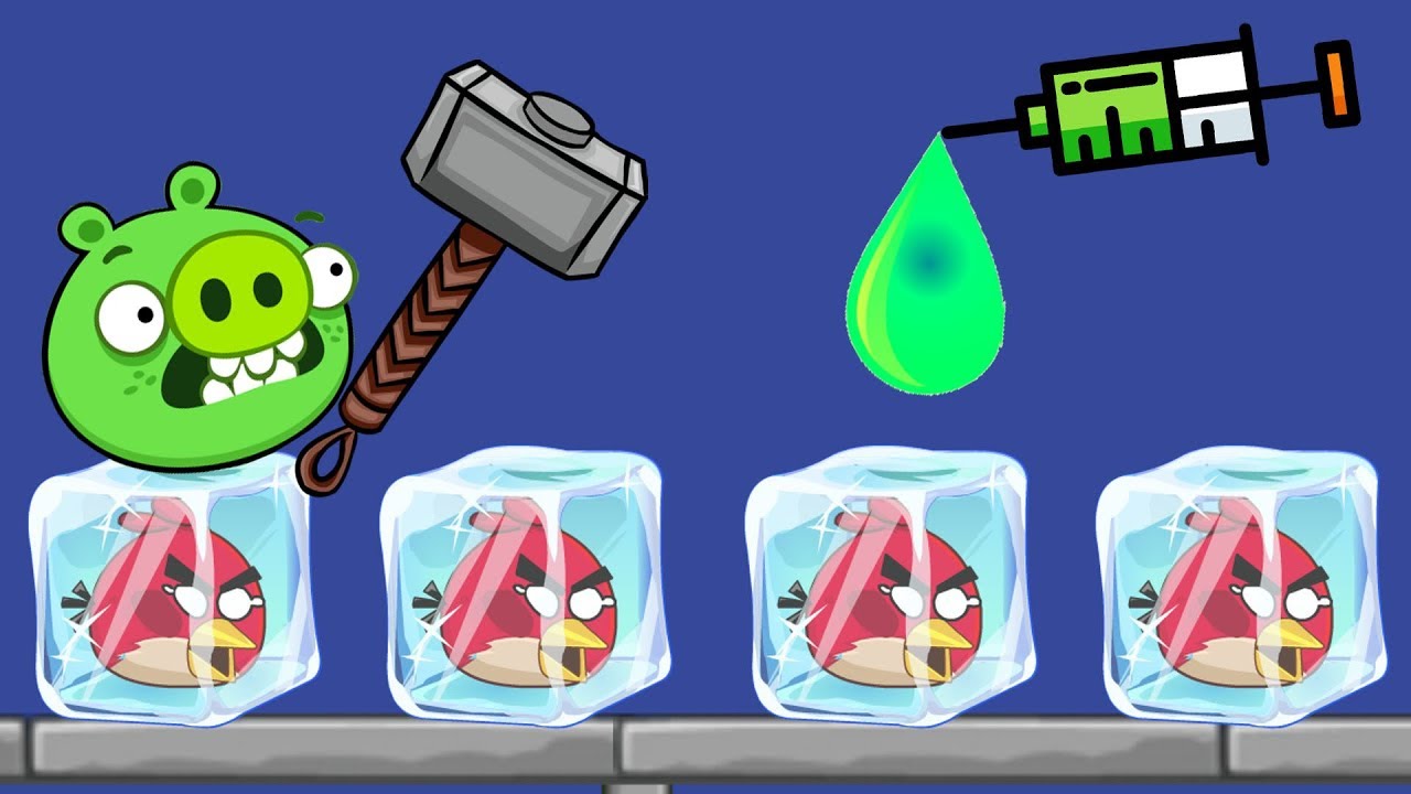 Unfreeze Angry Birds - DRAWING WATER WAY TO RESCUE FROZEN BIRDS WITH HAMMER!