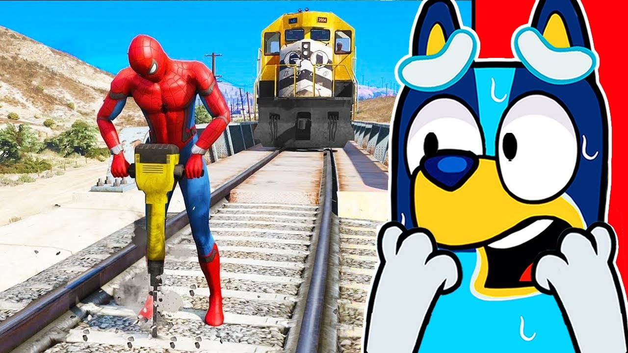 BLUEY RÉAGIT aux VIDÉOS DROLES de SPIDERMAN ! GTA 5 !