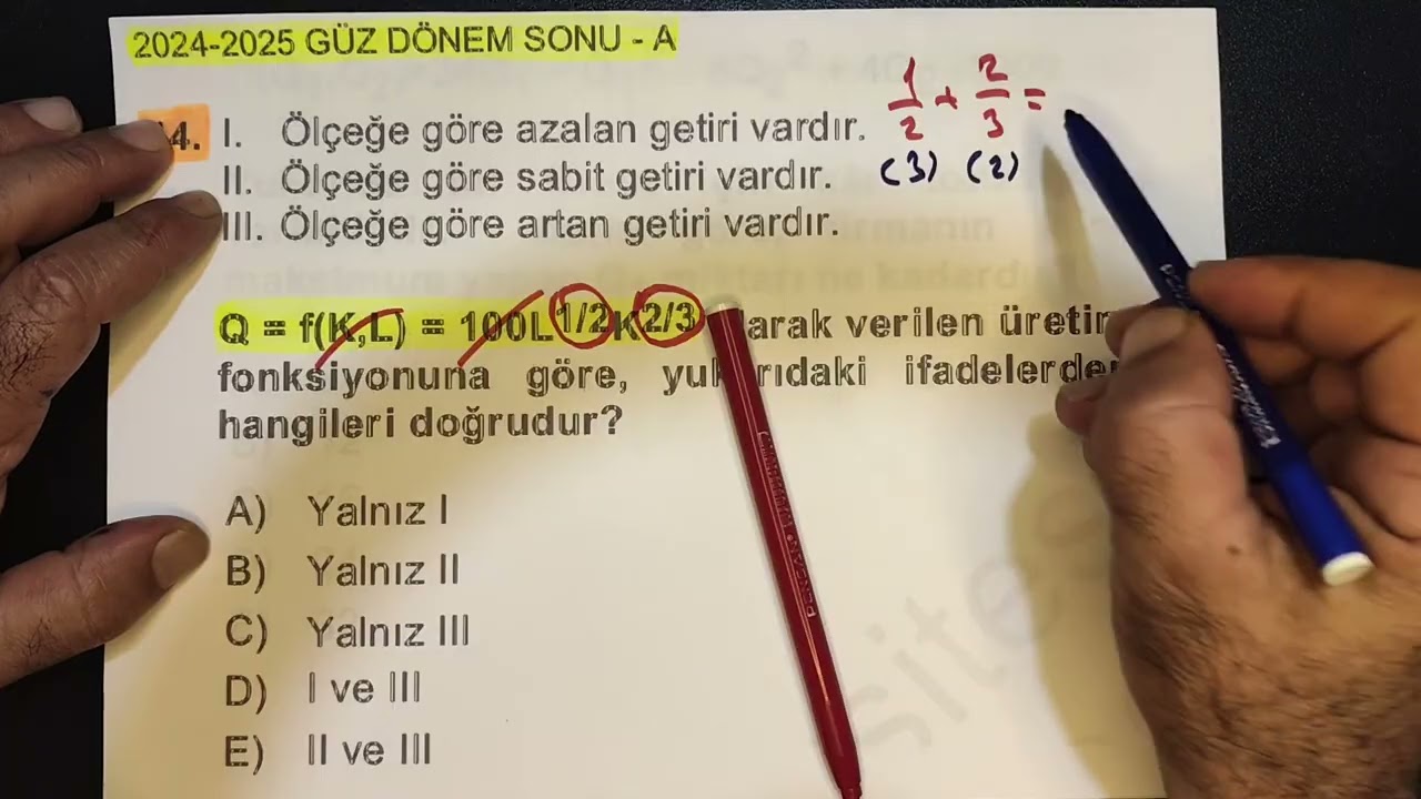 AÖF MATEMATİKSEL İKTİSAT 2024-2025 GÜZ DÖNEM SONU SINAVI ( 2. KISIM )