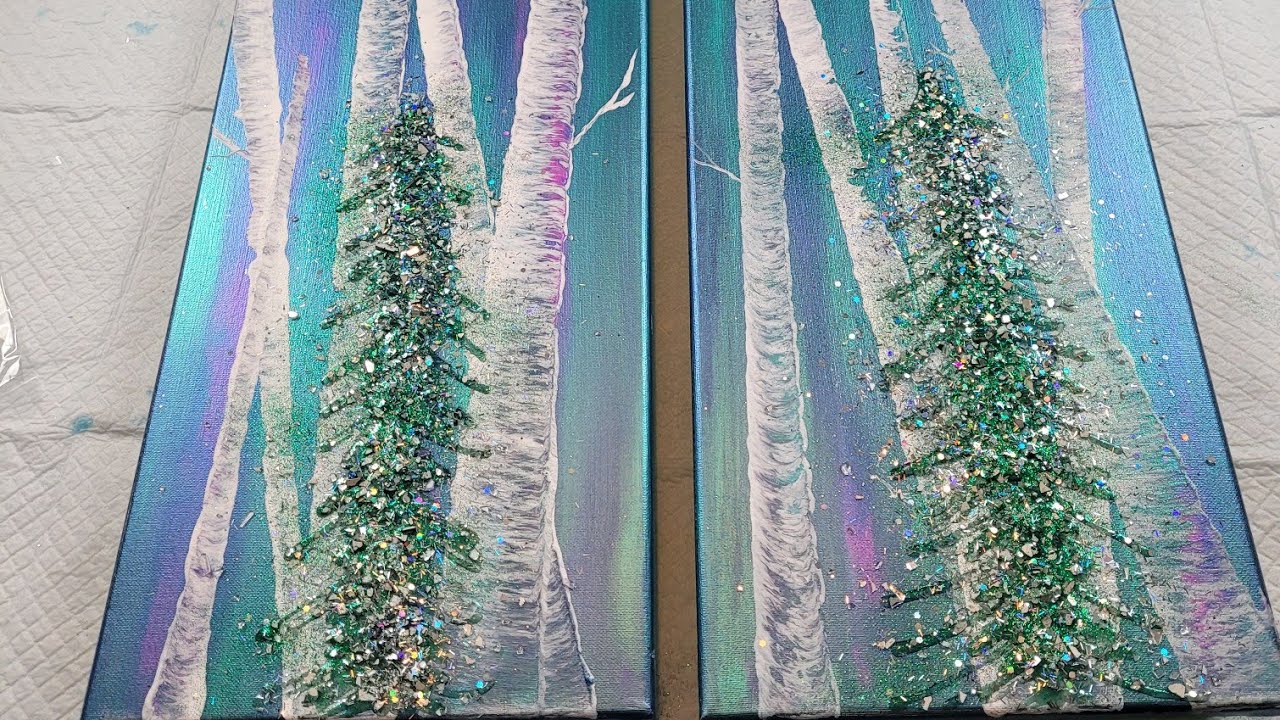 Birch tree northern lights bling bling christmas tree WOW  Video# 138