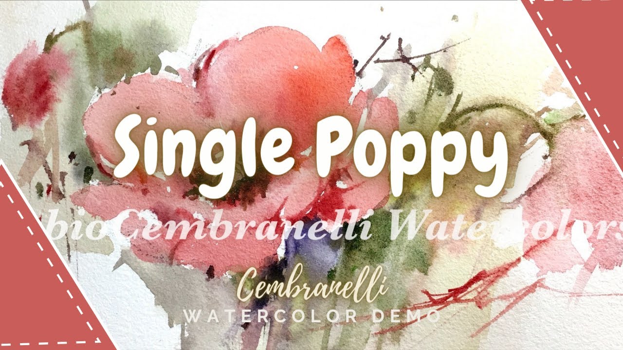 Single Poppy - Watercolor/Aquarela - Demo