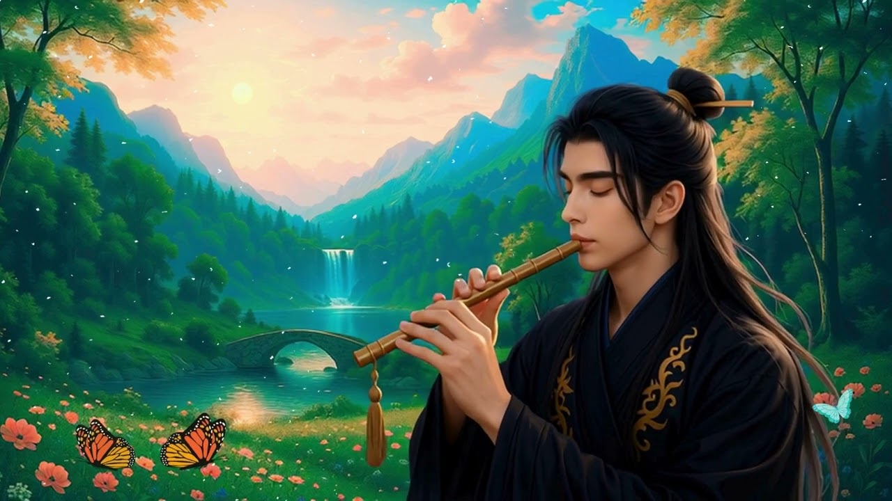 Solo Xiao Flute at Dusk | Traditional Chinese Wind Music with Waterfall Echo & Mountain Breeze