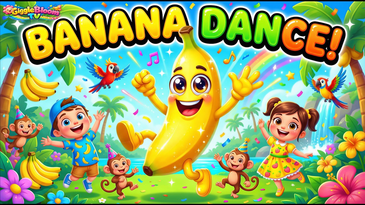 BANANA DANCE! 🍌 Jungle Fruit Song | Dance-Along Nursery Rhyme for Kids | GiggleBloomTV