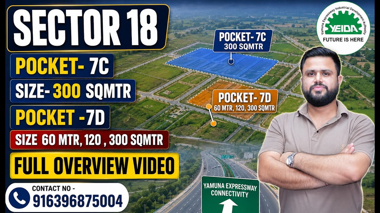 YEIDA Sector 18, Pocket 7C & 7D | 60, 120, 300 Sqm Plots Full Tour