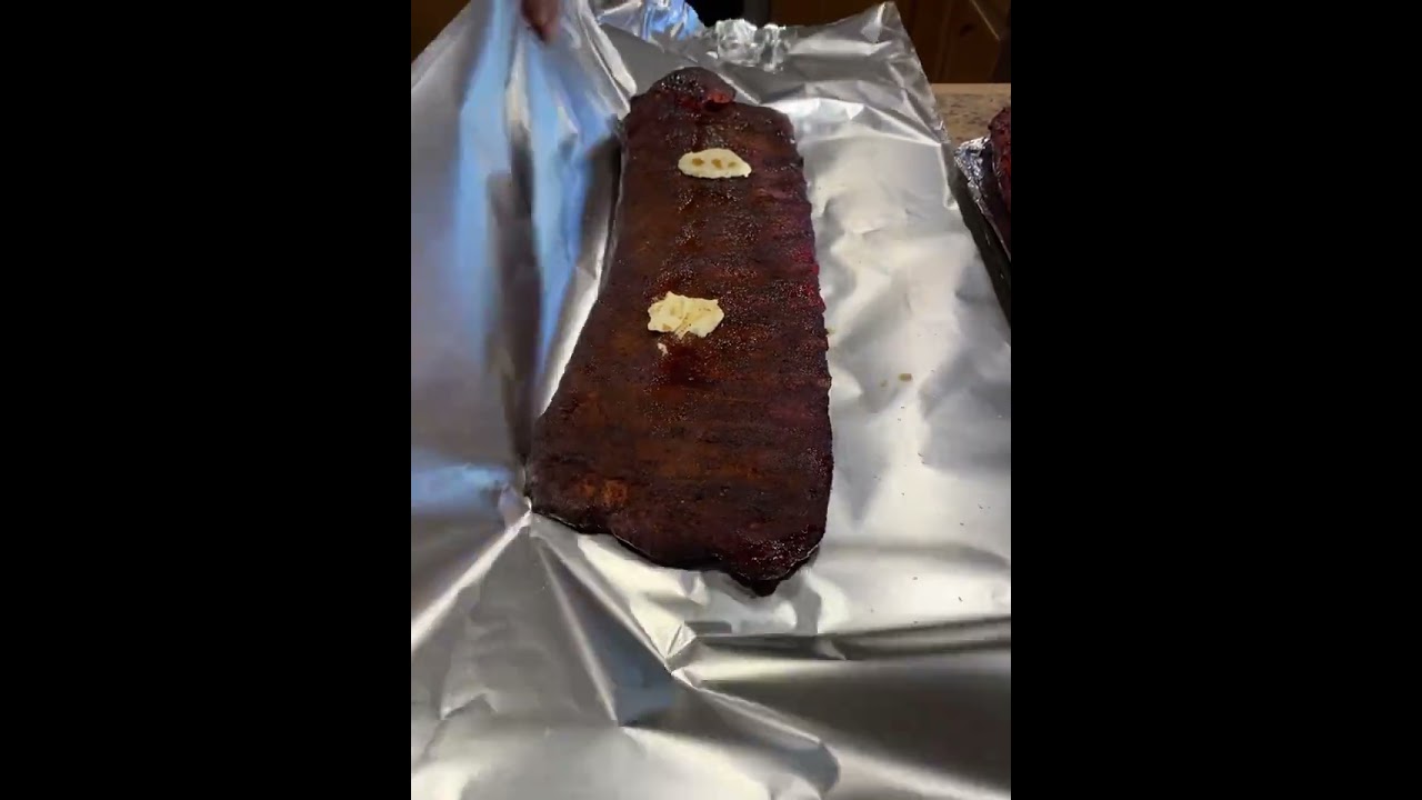How to wrap on ribs in foil after smoking them.