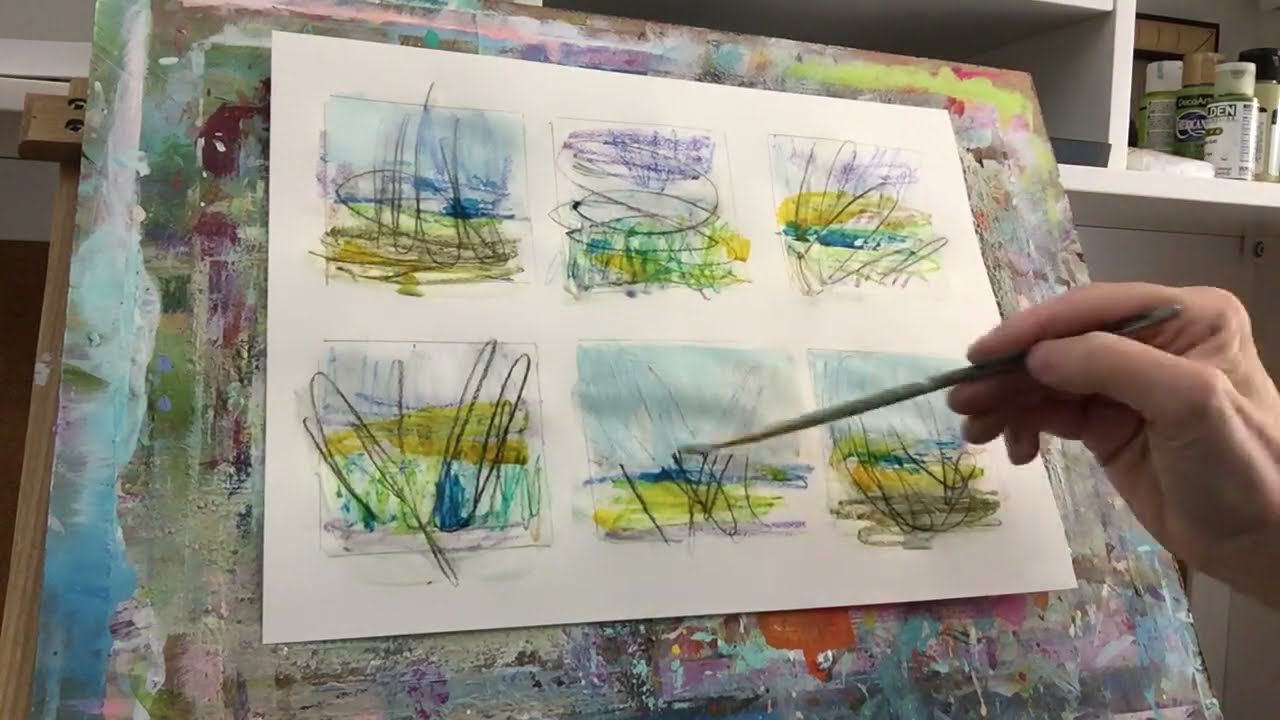 Grid Journaling Mixed Media Landscape