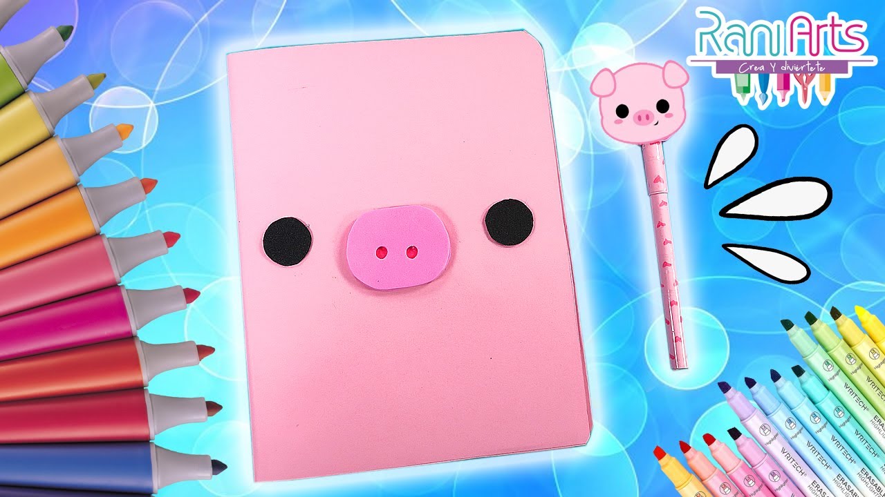 HAZ ESTA LIBRETA Y PLUMA DE CERDITO - muy linda - DIY - ideas de manualidades fáciles