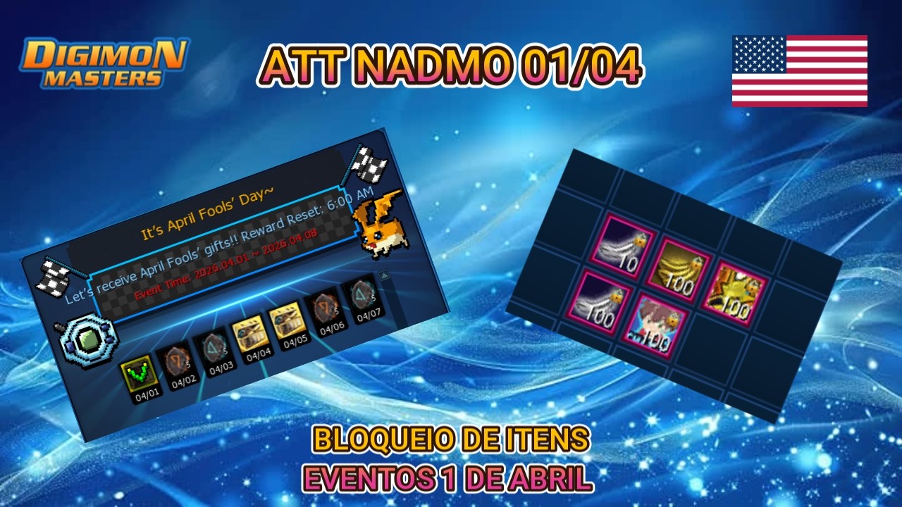 Atualiza&ccedil;&atilde;o NADMO 01/04/2026 - Digimon Masters Online