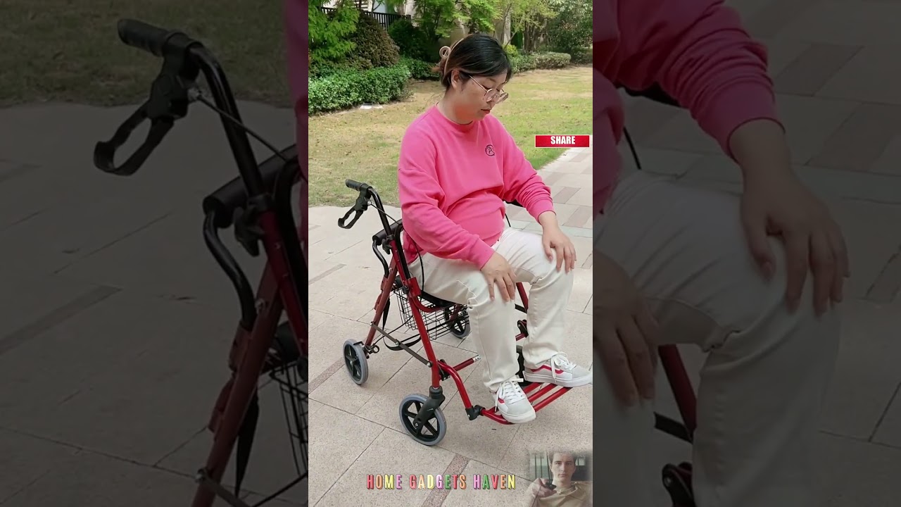HOME GADGETS HAVEN😊Steel Walker Rollator Four Wheels With Shopping Bag For Elderly #aliexpress