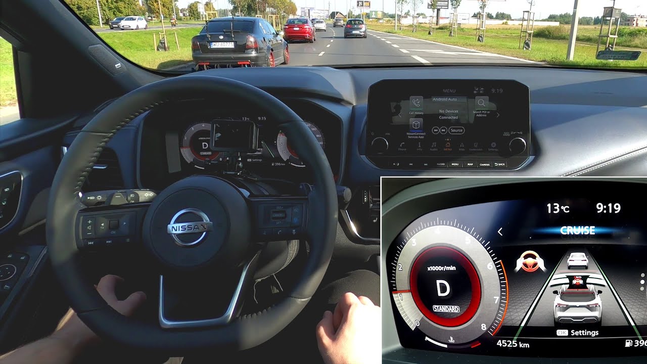 Nissan Qashqai ProPilot Driver Assistance with Traffic Jam Assist and Highway Assist. Real-life test