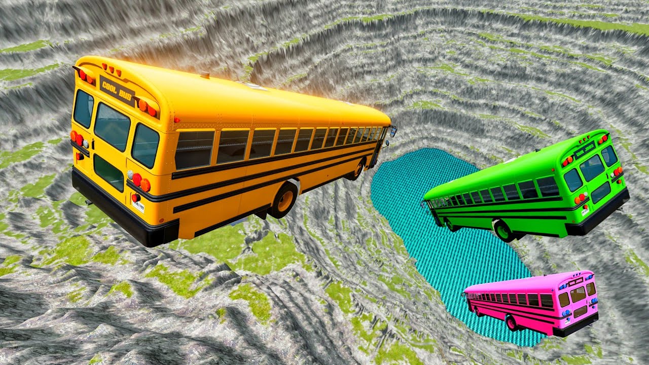 School Bus Small Colorful Leap of Death 🚍💀 | Extreme Crash Test | BeamNG.drive