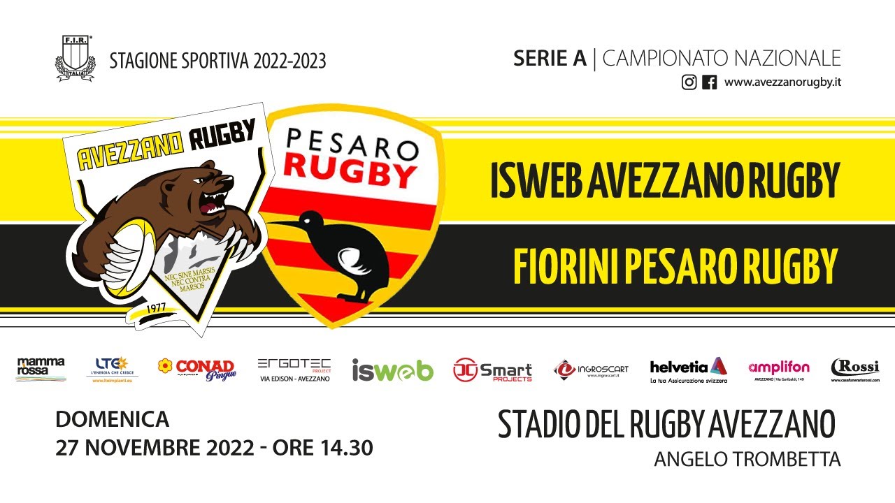 SERIE A - ISWEB Avezzano Rugby vs Fiorini Pesaro Rugby