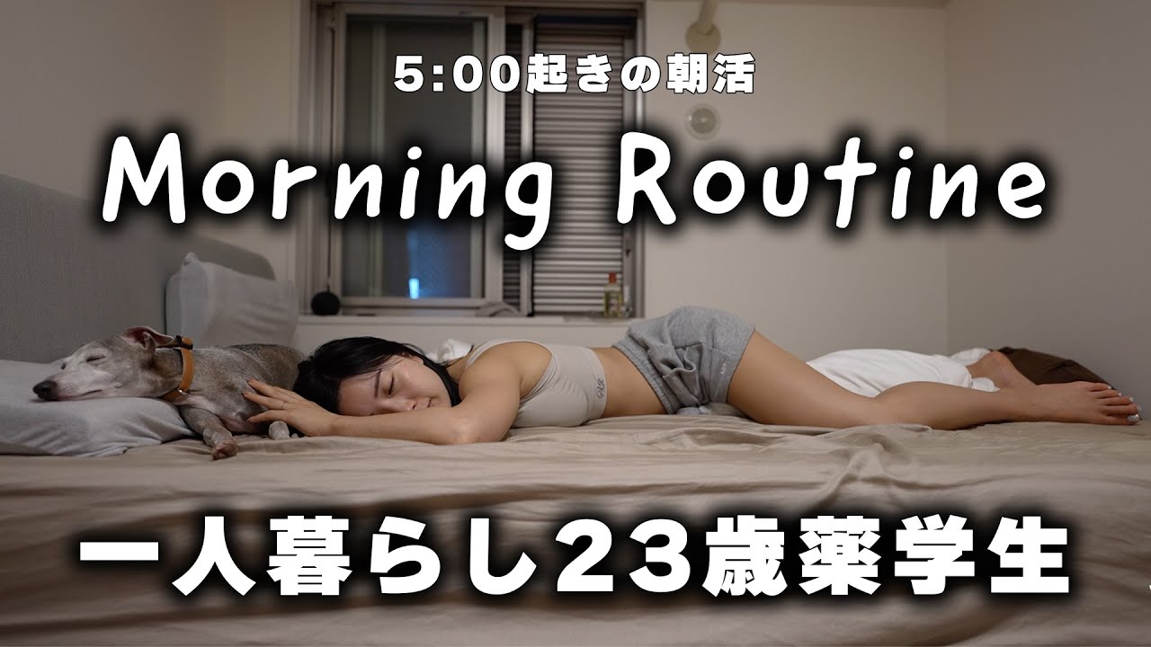 【新居モーニングルーティン】23歳薬学生1人暮らしの5:00起きの朝活。