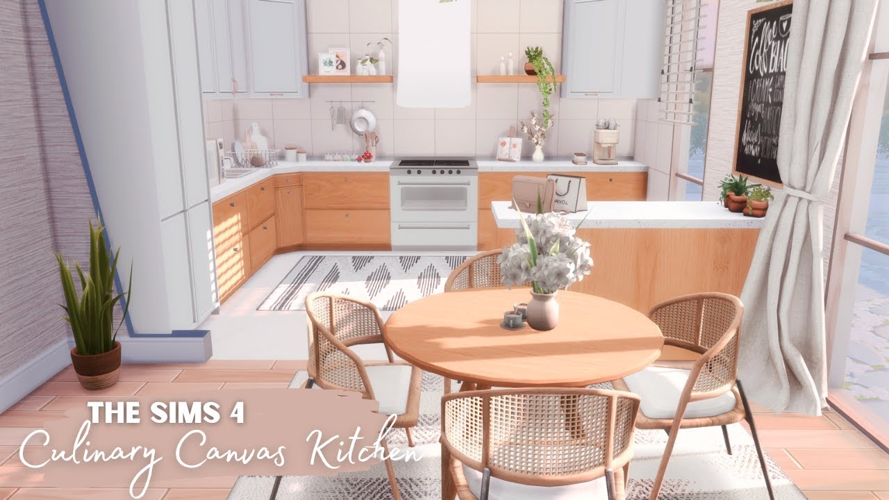 The Sims 4 Speed Build | ASMR Speedbuild Culinary | Canvas Kitchen | CC