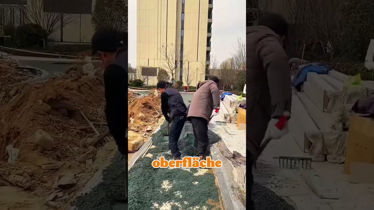 Beim Gl&auml;tten von wasserdurchl&auml;ssigem Beton braucht man vor allem eins,einen richtig starken R&uuml;cken!