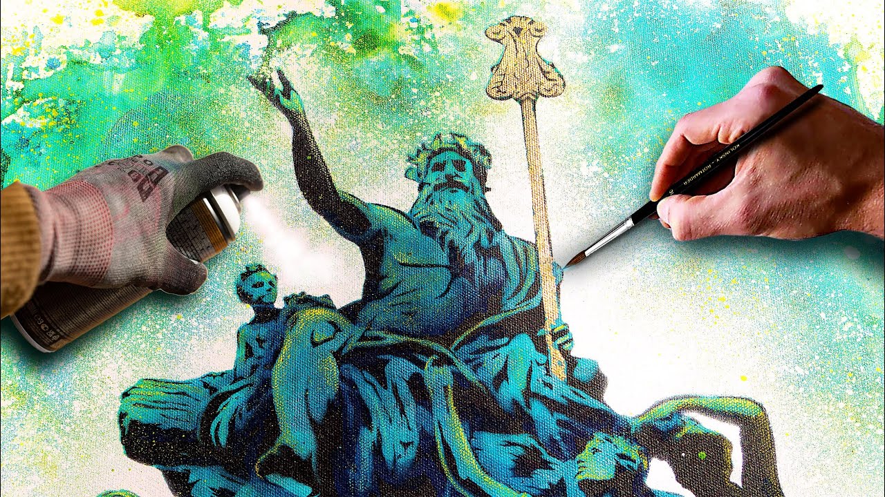 ein mythologischer KUNSTPROZESS &ndash; URBAN ART PAINTING ( STENCIL ART - FULL PROCESS )