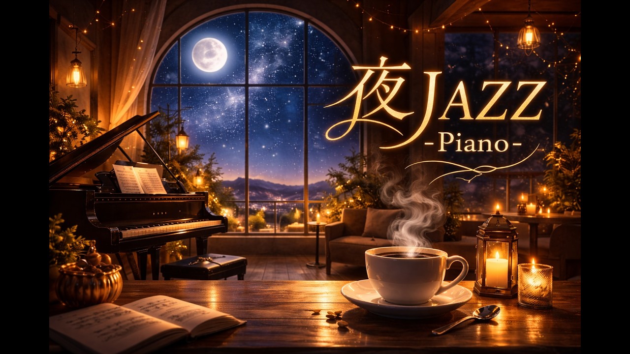 夜のBGM｜癒しのピアノジャズ【1時間】星空とカフェ　読書、作業用BGM