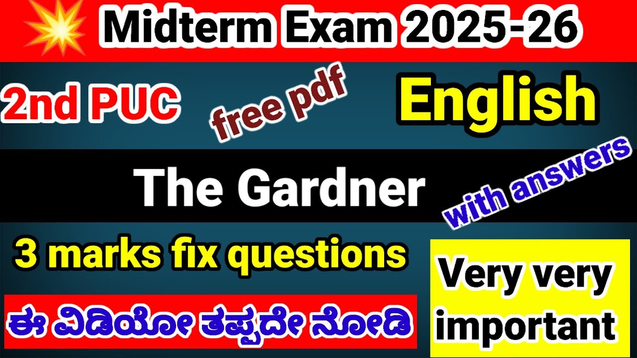 2nd PUC English Important Questions for Midterm Exam 2025 with answers