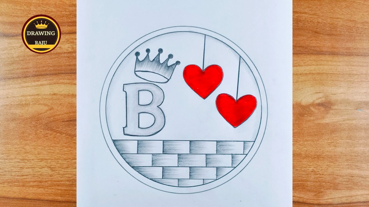 How to make B letter circle⭕ drawing|| simple B letter scenery drawing with pencil sketch 