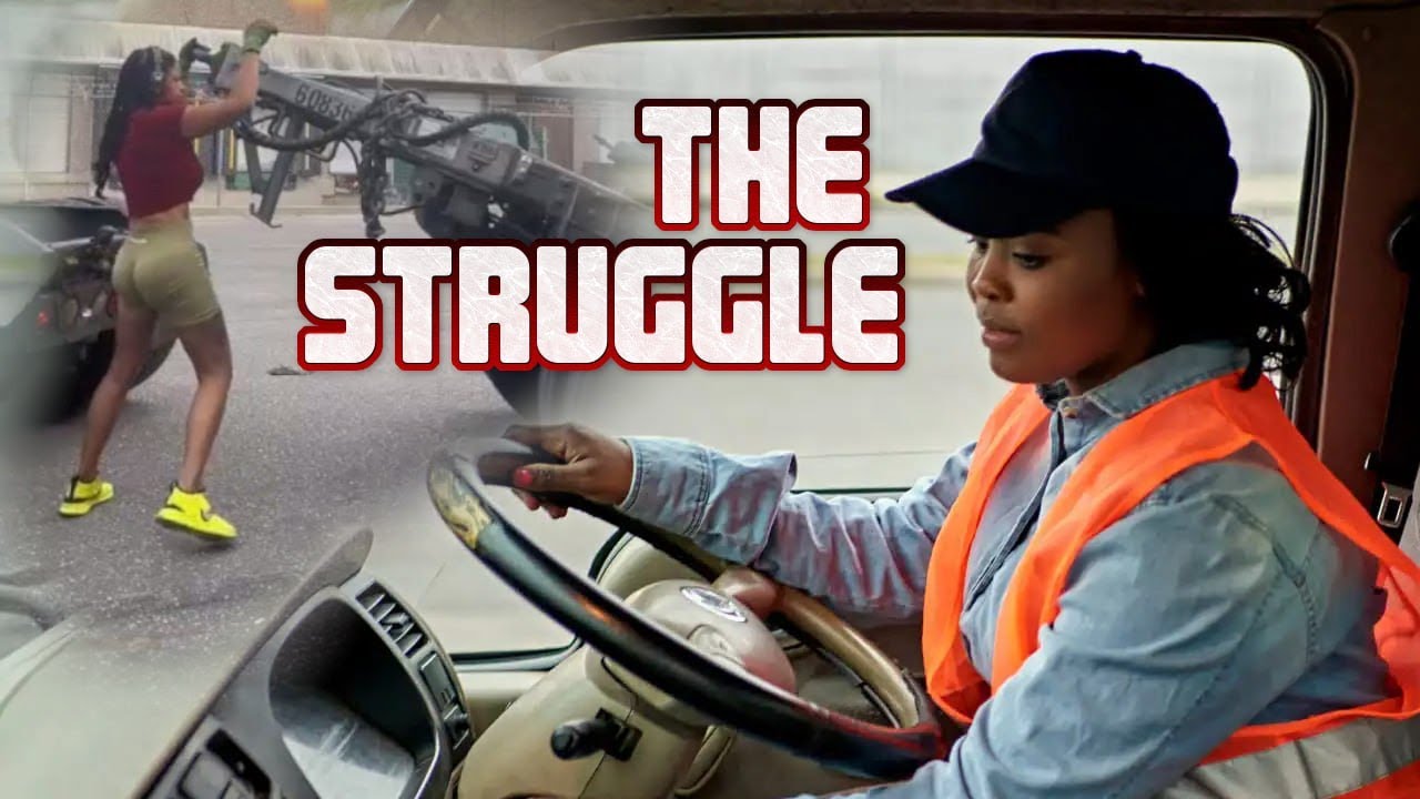 Женщина-водитель грузовика едва не получила травму, выполняя мужскую работу