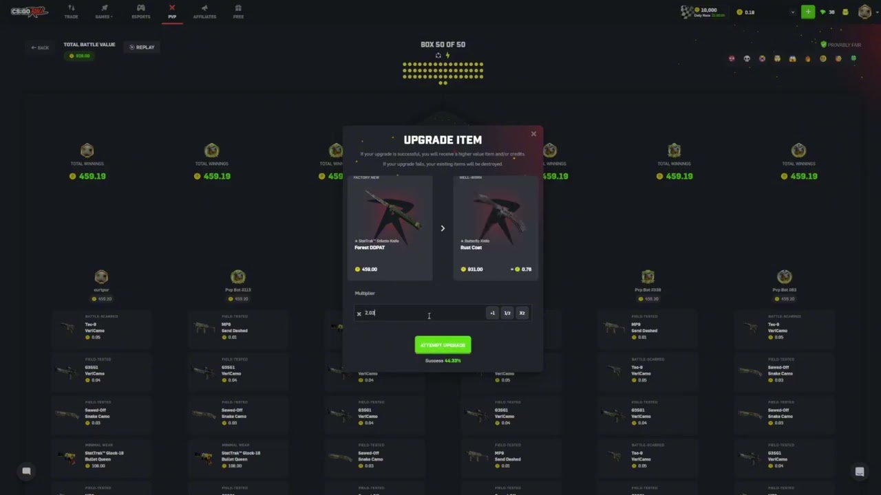 CSGORollpur 1000 inception cases