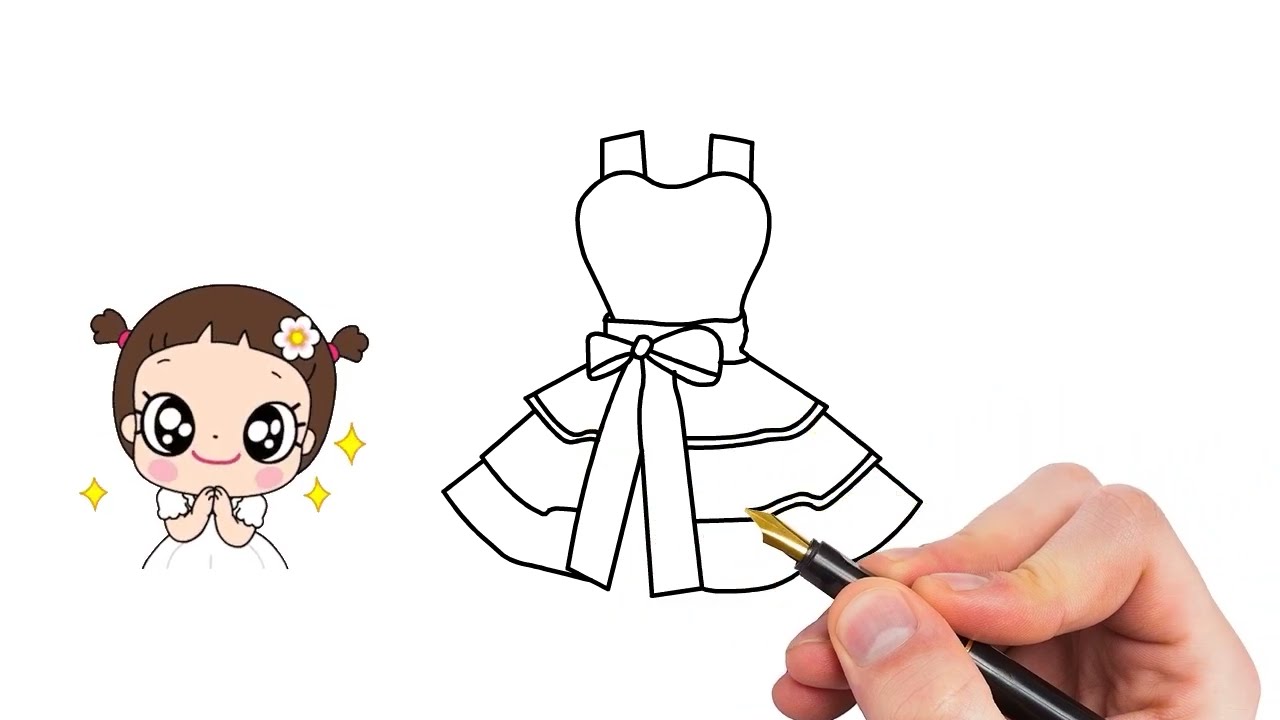 Как се рисува рокля * Лесни рисунки стъпка по стъпка * How to draw a dress * Drawing step by step