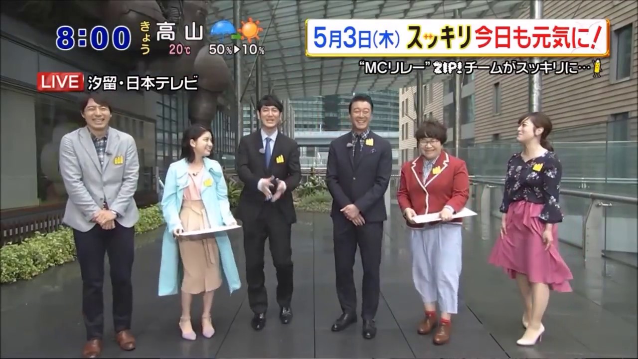 放送事故？水卜アナのスカートがw強風で抑える姿がスッキリより！