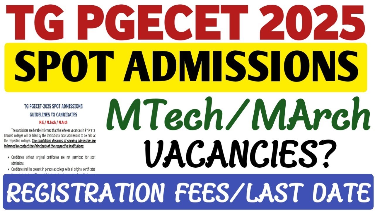 PGECET MTech 2025 Spot Admission Notification@StudentUpdates247 