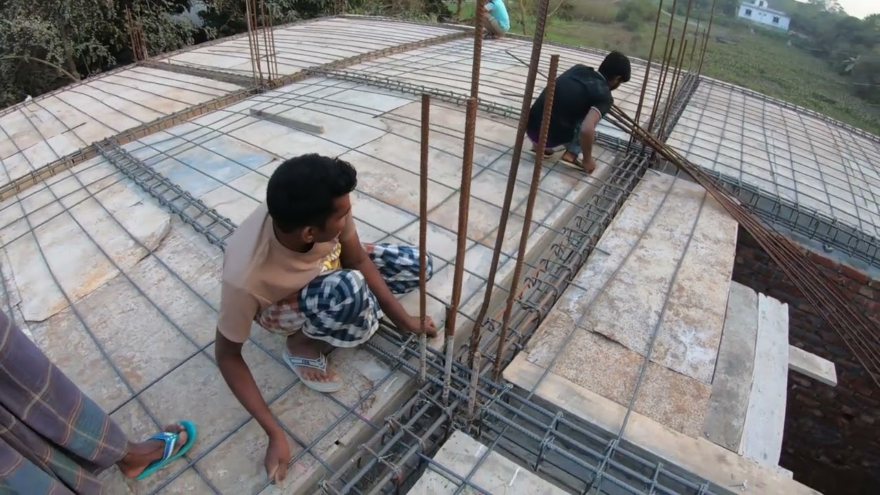 ছাদের রড বাইন্ডিং এর কাজ চলছে  || Rod binding on the roof