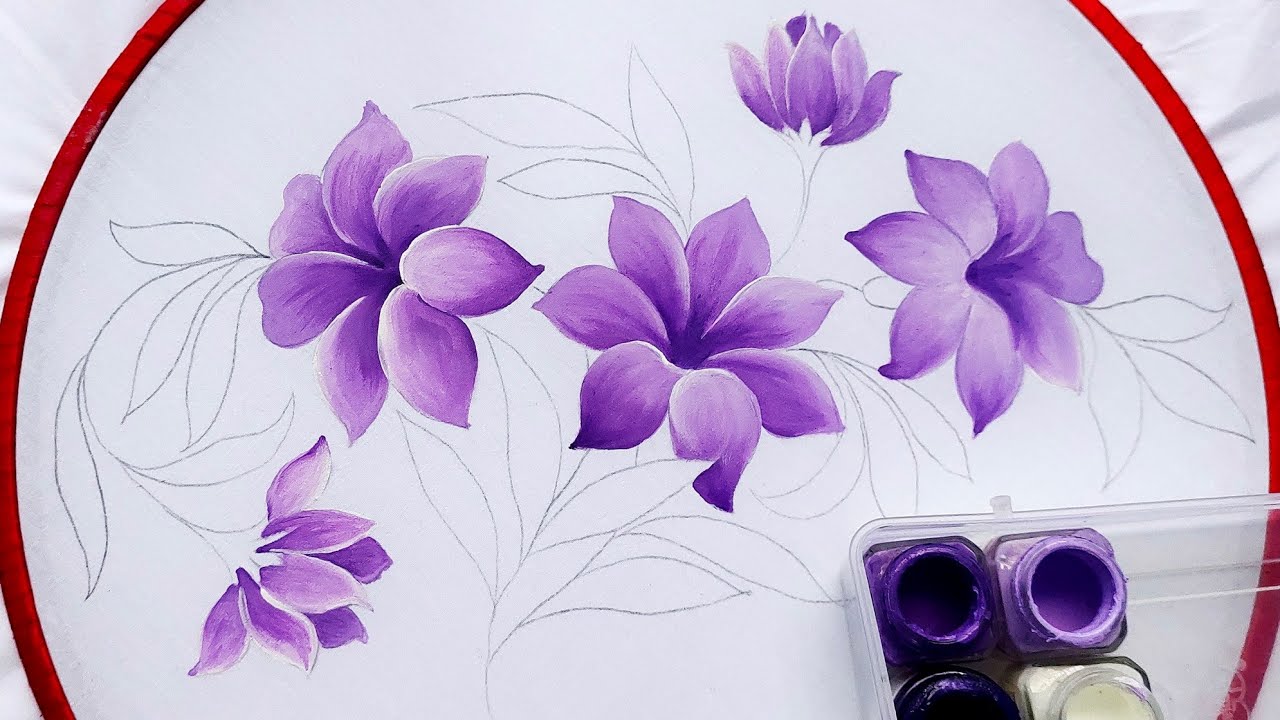 AMAZING PURPLE 💜 Lily Flower painting || Unbelievable Transformation! Fabric Painting Tutorial
