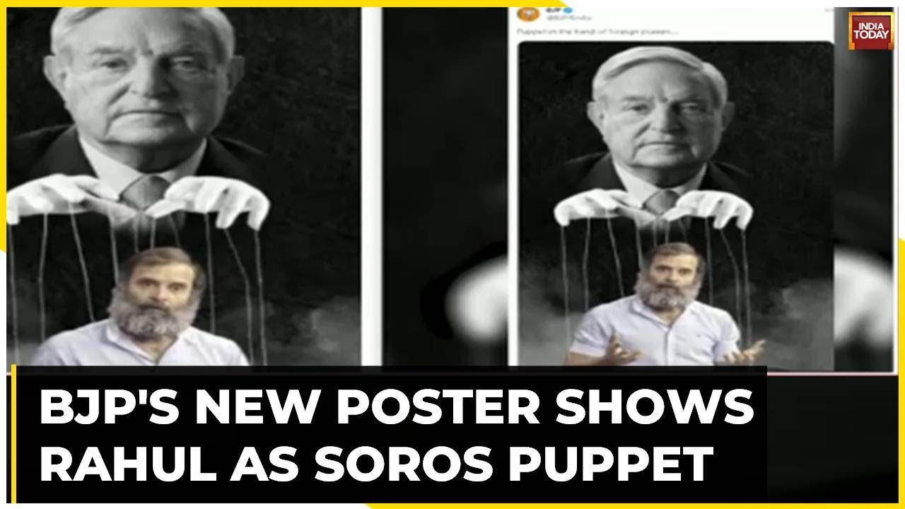 BJP Vs Congress Poster War Escalates As BJP's New Poster Shows Rahul As Soros Puppet