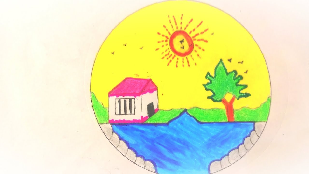 Scenery Drawing 😜 Scenery Art with Pencil, Easy to Draw ☺️ Scenery Drawing for Kids, 🌄 Drawing