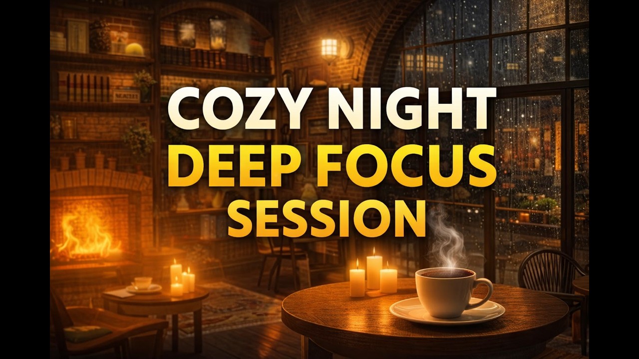 Cozy Café on a Rainy Night ☕ Relaxing Study & Focus Ambience