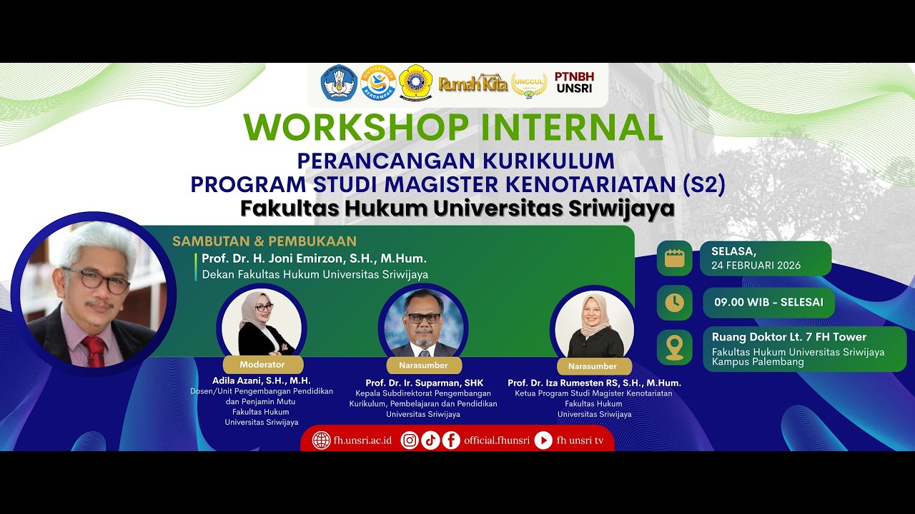 Workshop Internal Perancangan Kurikulum Program Studi Magister Kenotariatan (S2) FH UNSRI