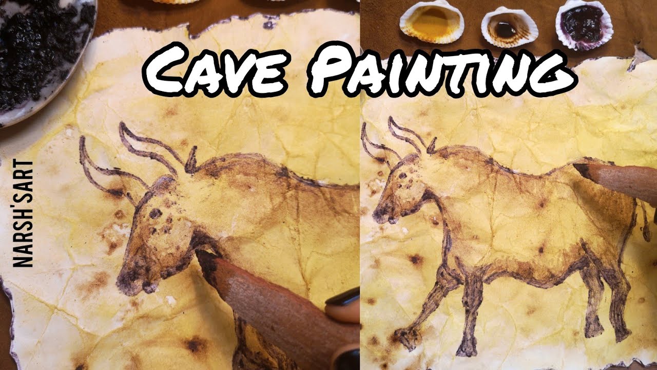 Как создать наскальную живопись в стиле каменного века #доисторическоеискусство #пещерноеискусство